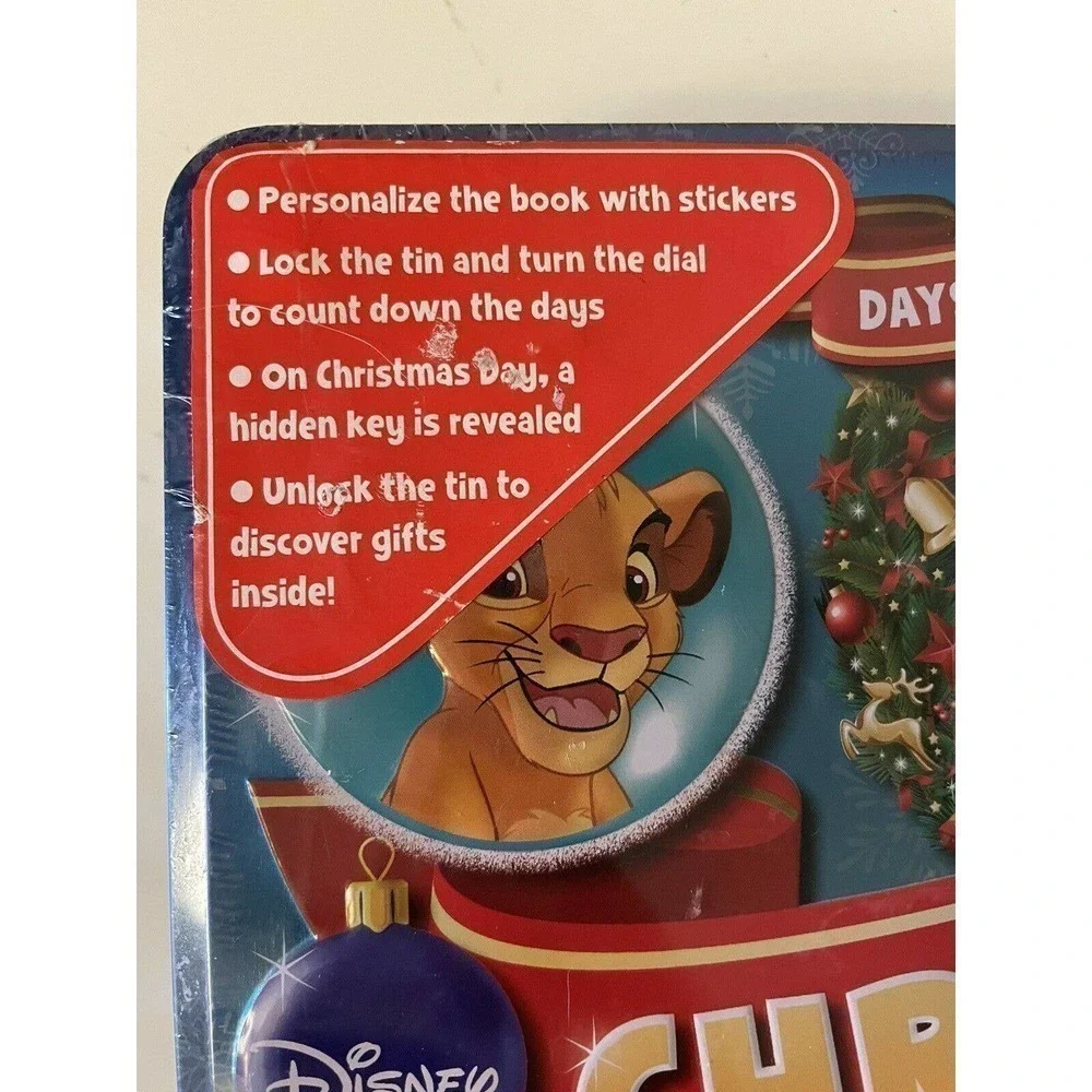 Disney NEW Christmas 7 Day Countdown Tin With Lock Activities Stickers Set